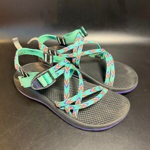 Chaco Z/Cloud Kids Sport Sandals Size 6 Teal Purple Double Strap Adjustable